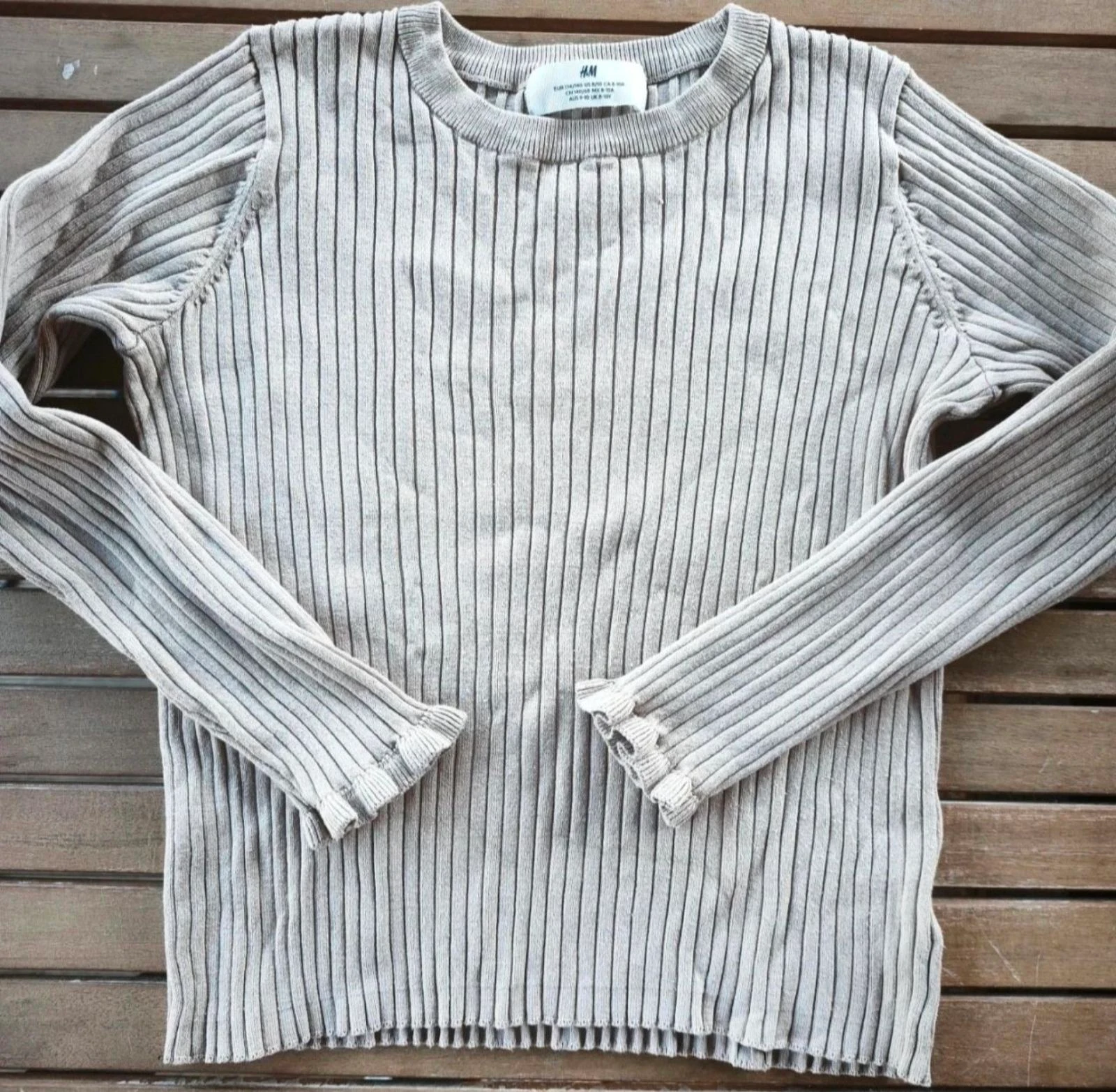 Pull beige côtelé 